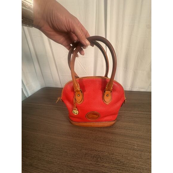 Vintage Dooney & Bourke all weather leather satchel bag. red pebbled leather - Picture 6 of 16